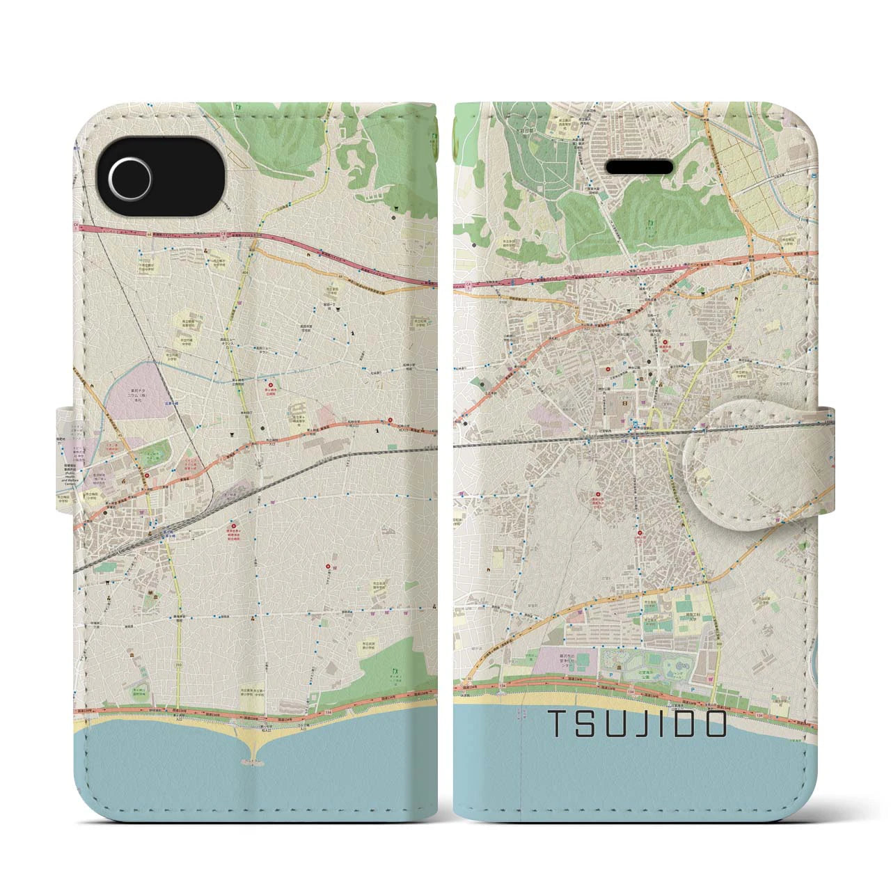 【辻堂(神奈川県)】地図柄iPhoneケース(手帳タイプ)