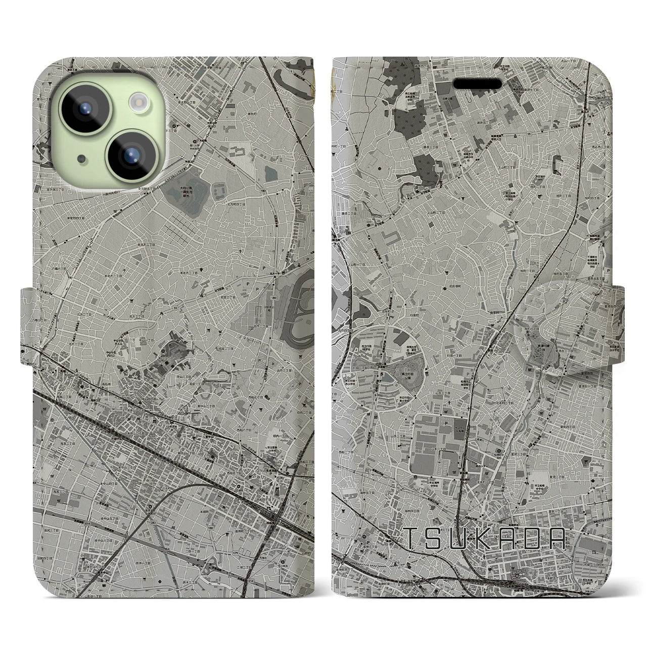 【塚田(千葉県)】地図柄iPhoneケース(手帳タイプ)