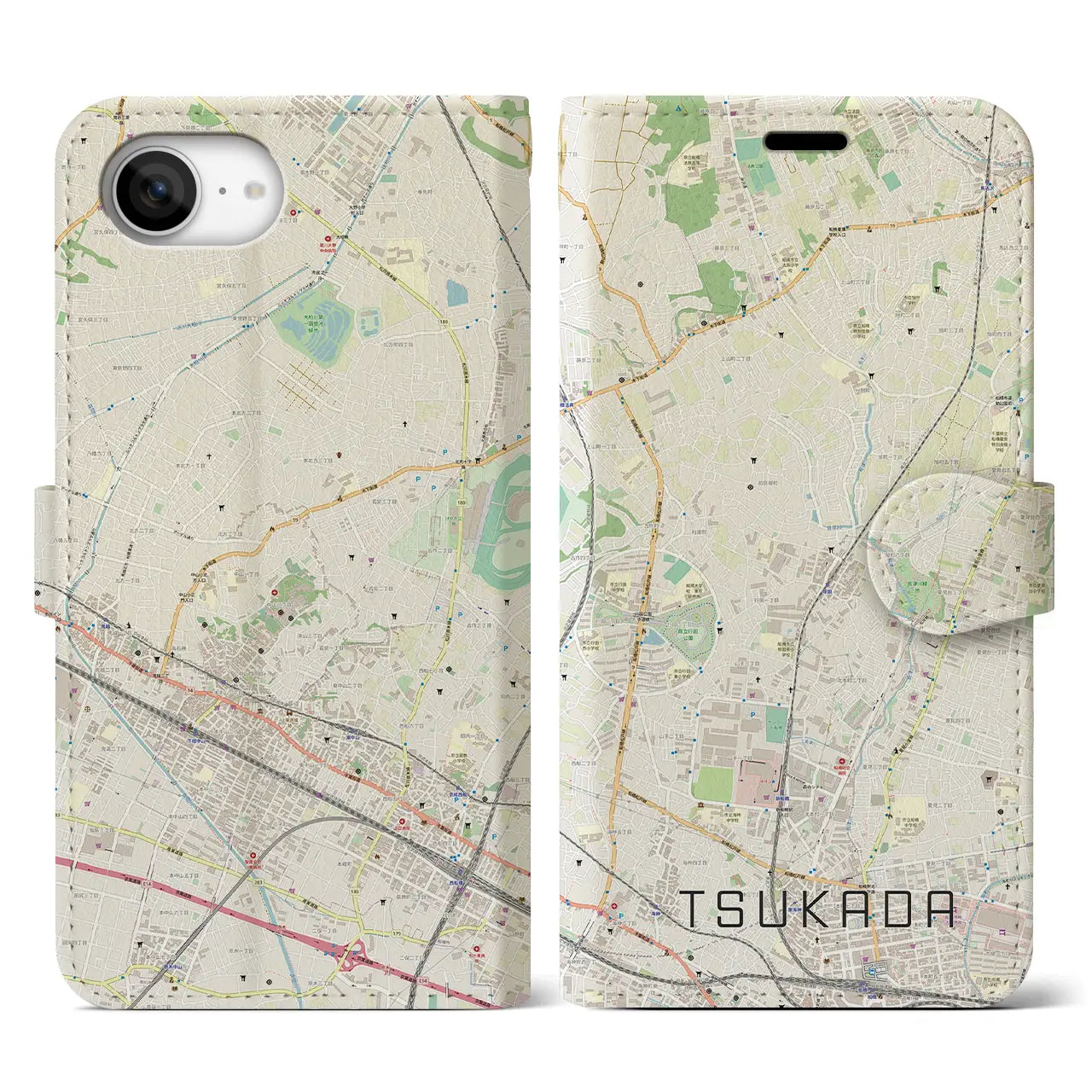 【塚田(千葉県)】地図柄iPhoneケース(手帳タイプ)