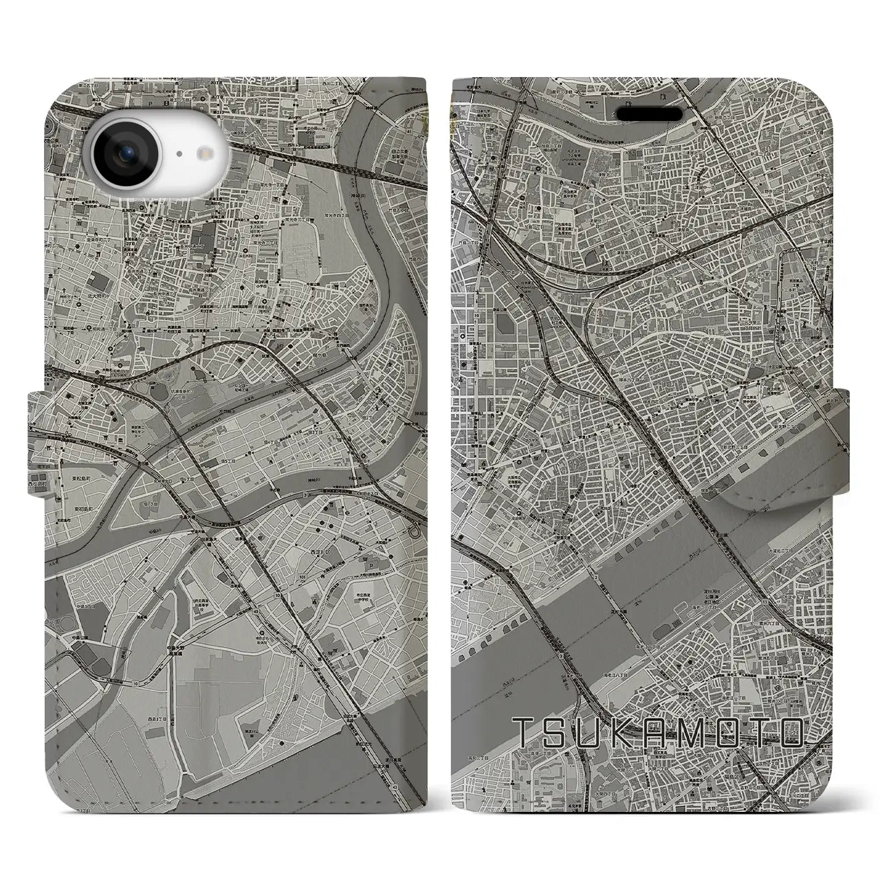 【塚本(大阪府)】地図柄iPhoneケース(手帳タイプ)