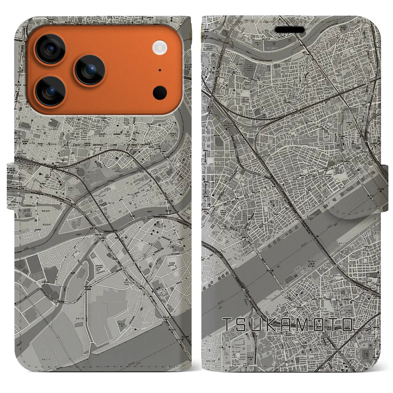 【塚本(大阪府)】地図柄iPhoneケース(手帳タイプ)