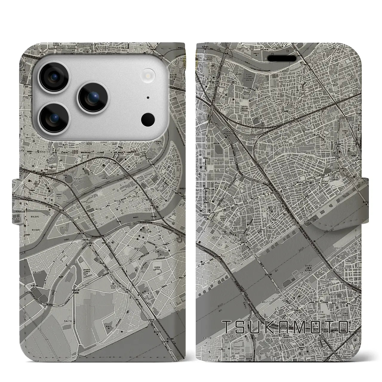 【塚本(大阪府)】地図柄iPhoneケース(手帳タイプ)