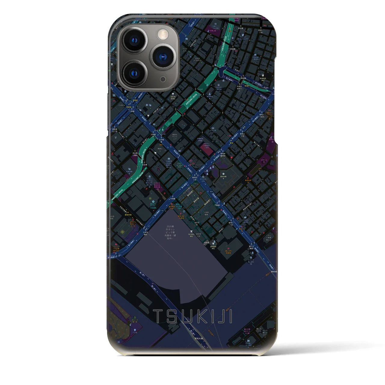 【築地(東京都)】地図柄iPhoneケース(バックカバータイプ)