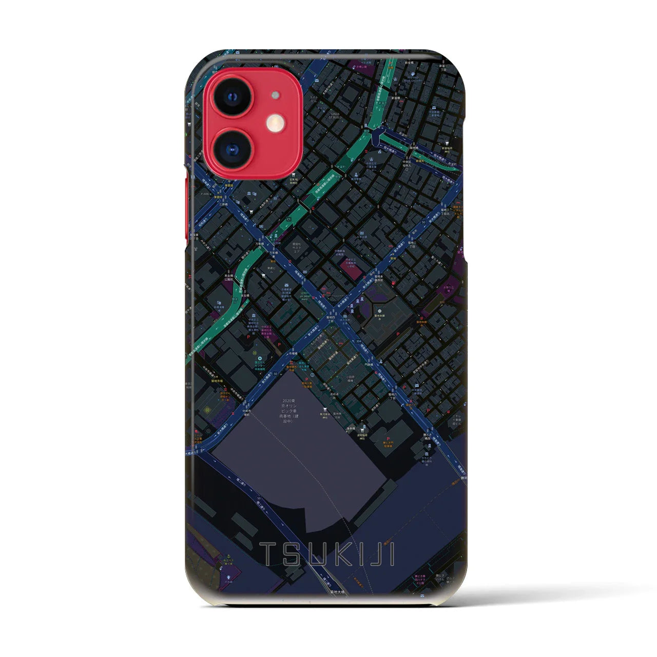 【築地(東京都)】地図柄iPhoneケース(バックカバータイプ)