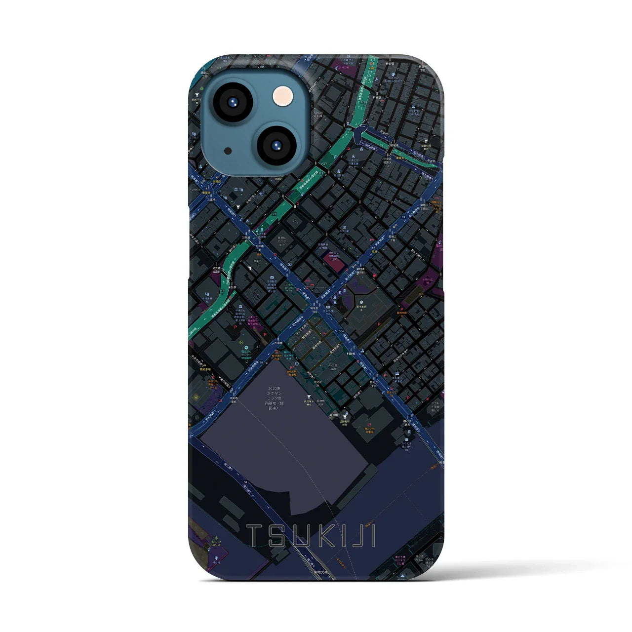 【築地(東京都)】地図柄iPhoneケース(バックカバータイプ)