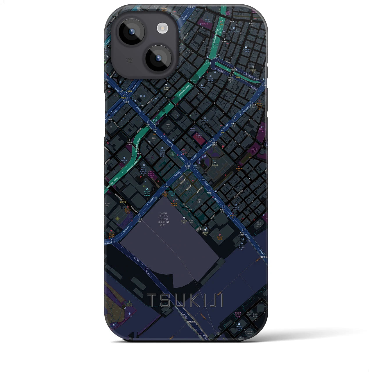 【築地(東京都)】地図柄iPhoneケース(バックカバータイプ)