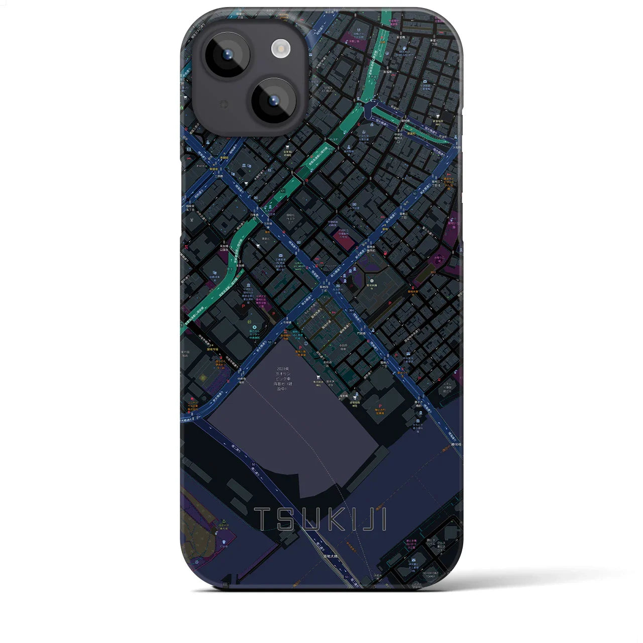 【築地(東京都)】地図柄iPhoneケース(バックカバータイプ)