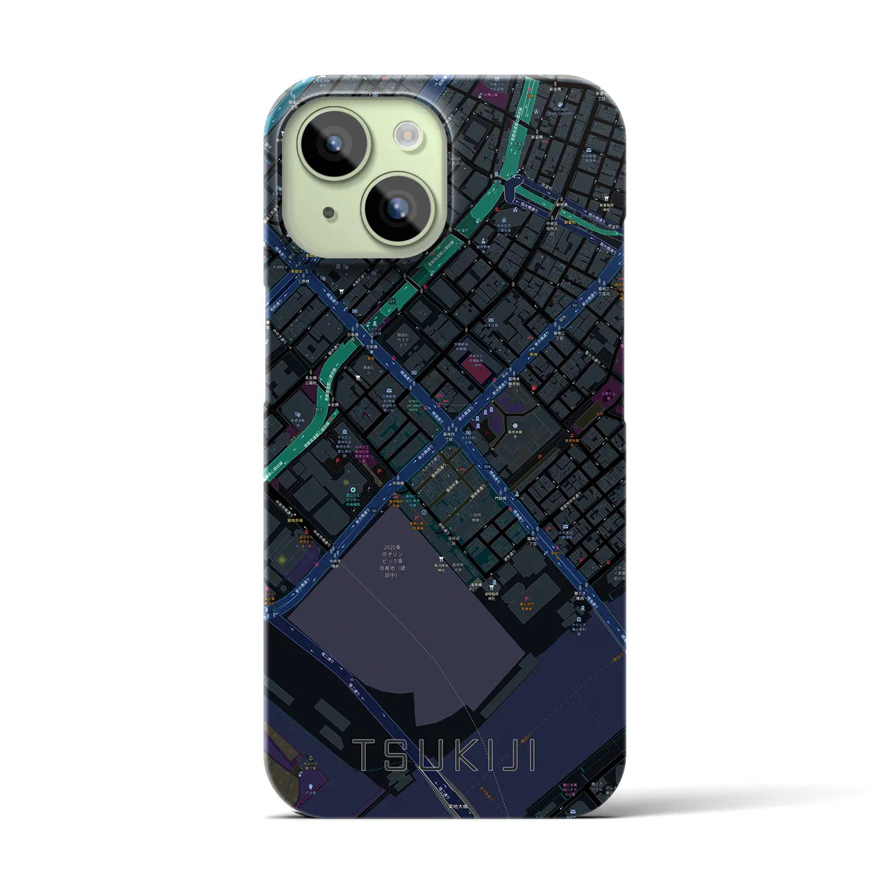 【築地(東京都)】地図柄iPhoneケース(バックカバータイプ)