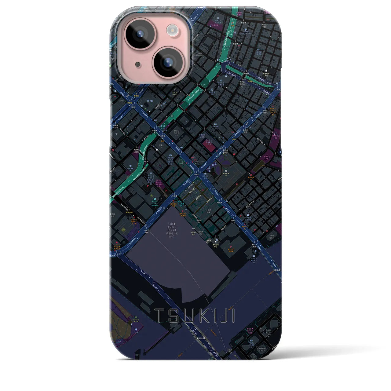 【築地(東京都)】地図柄iPhoneケース(バックカバータイプ)