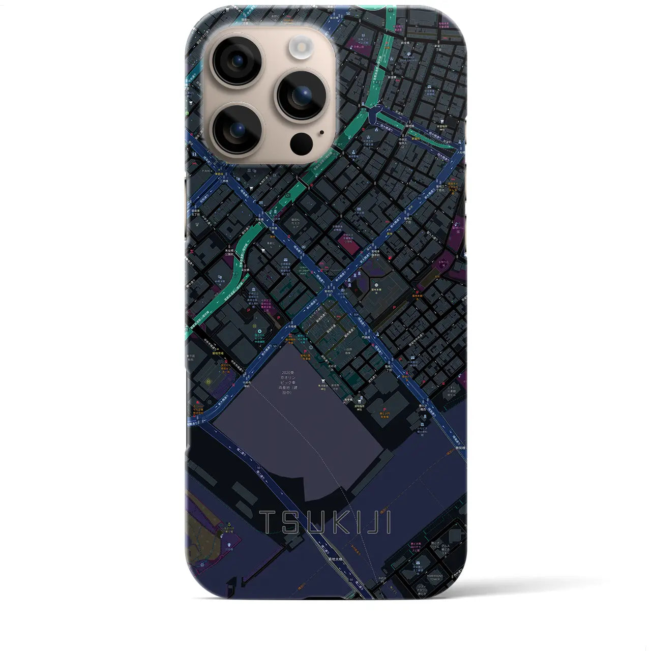 【築地(東京都)】地図柄iPhoneケース(バックカバータイプ)
