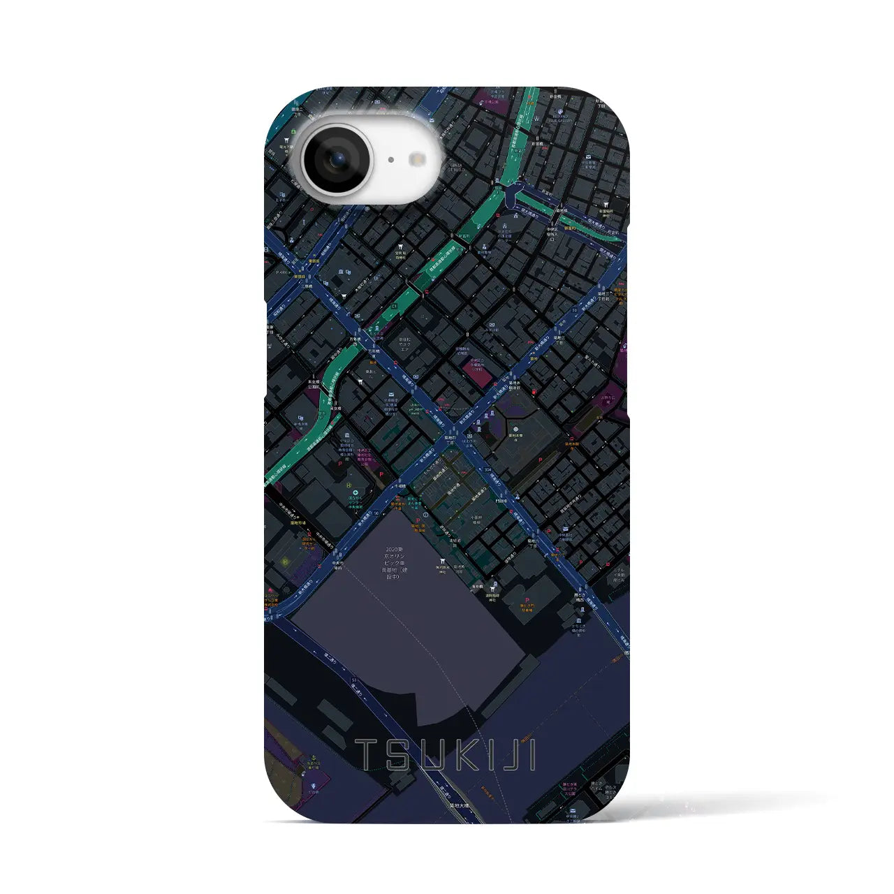 【築地(東京都)】地図柄iPhoneケース(バックカバータイプ)