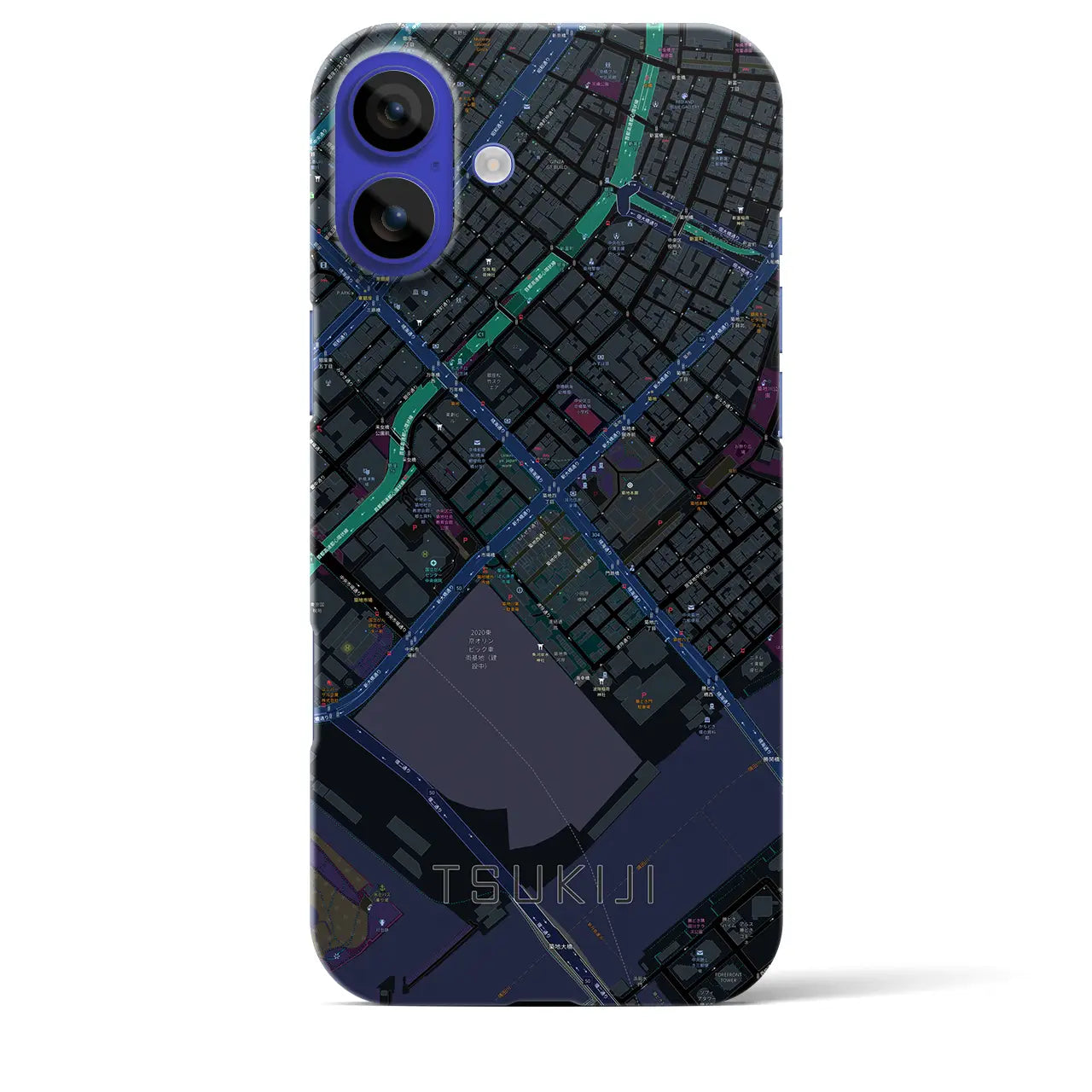 【築地(東京都)】地図柄iPhoneケース(バックカバータイプ)