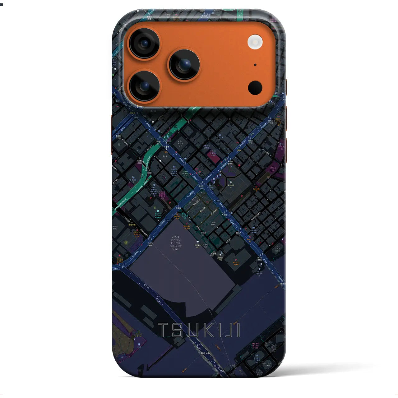 【築地(東京都)】地図柄iPhoneケース(バックカバータイプ)