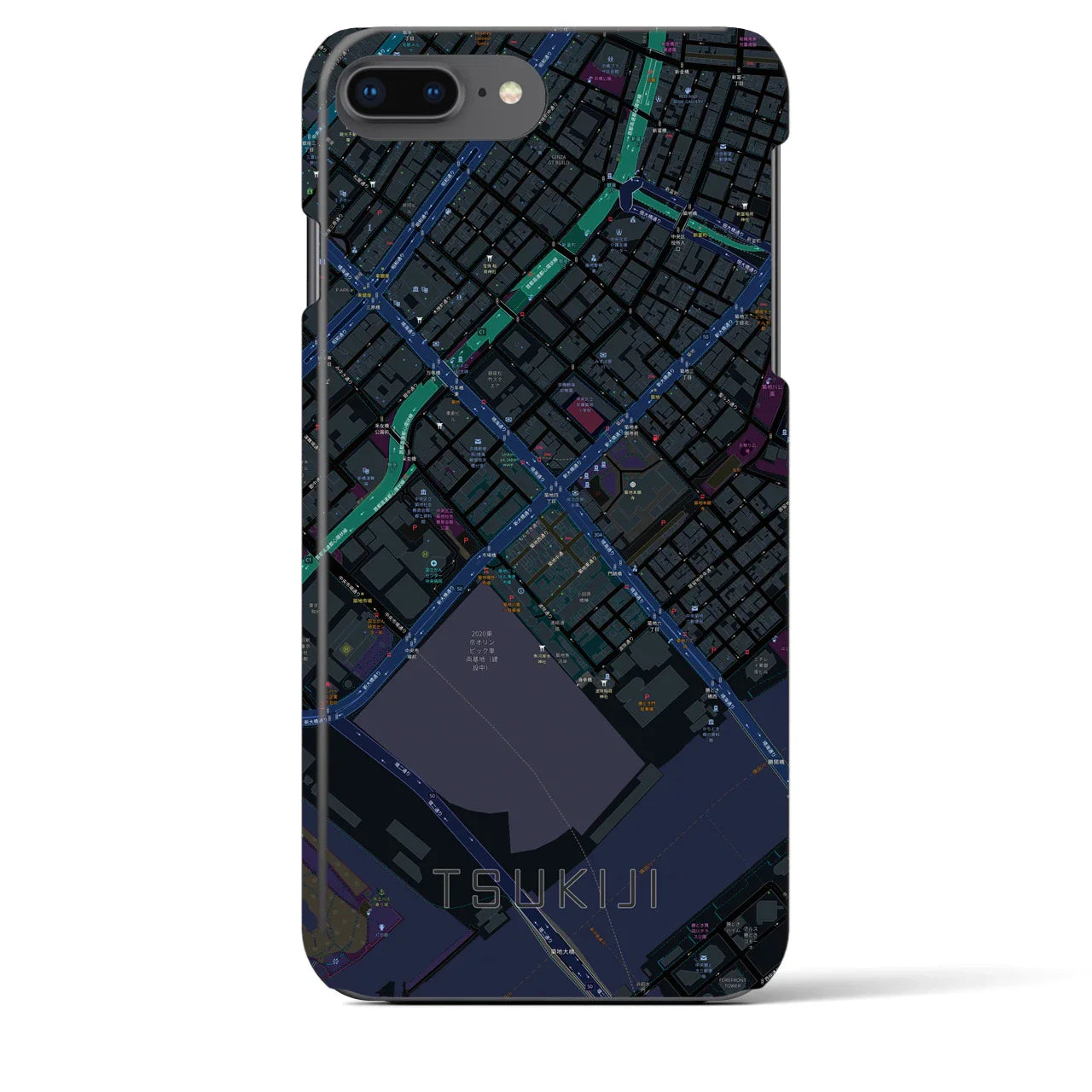 【築地(東京都)】地図柄iPhoneケース(バックカバータイプ)