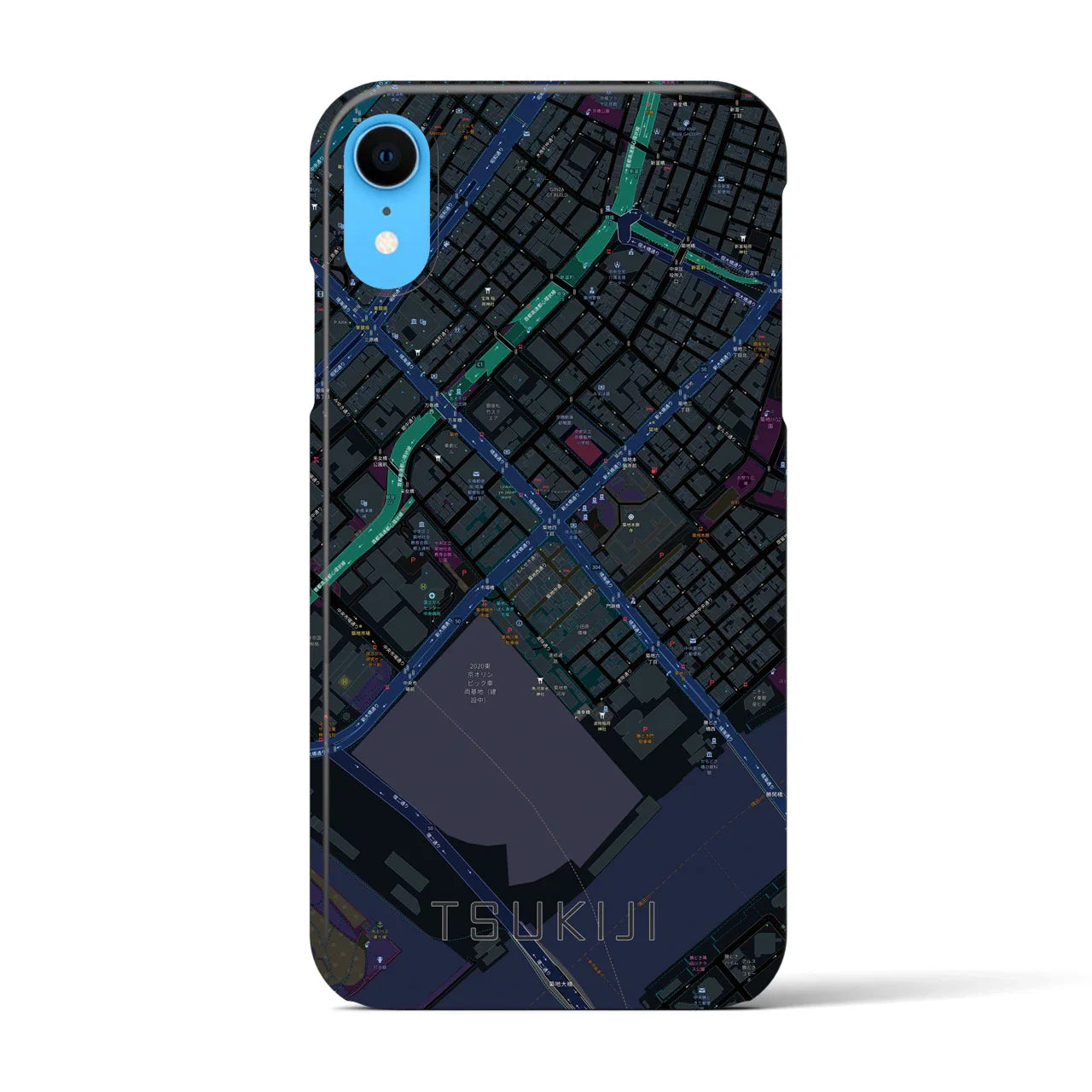 【築地(東京都)】地図柄iPhoneケース(バックカバータイプ)