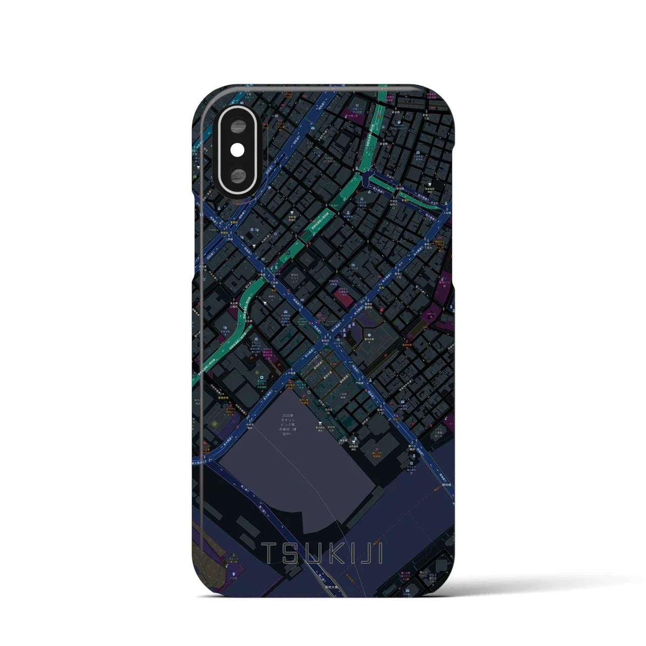 【築地(東京都)】地図柄iPhoneケース(バックカバータイプ)