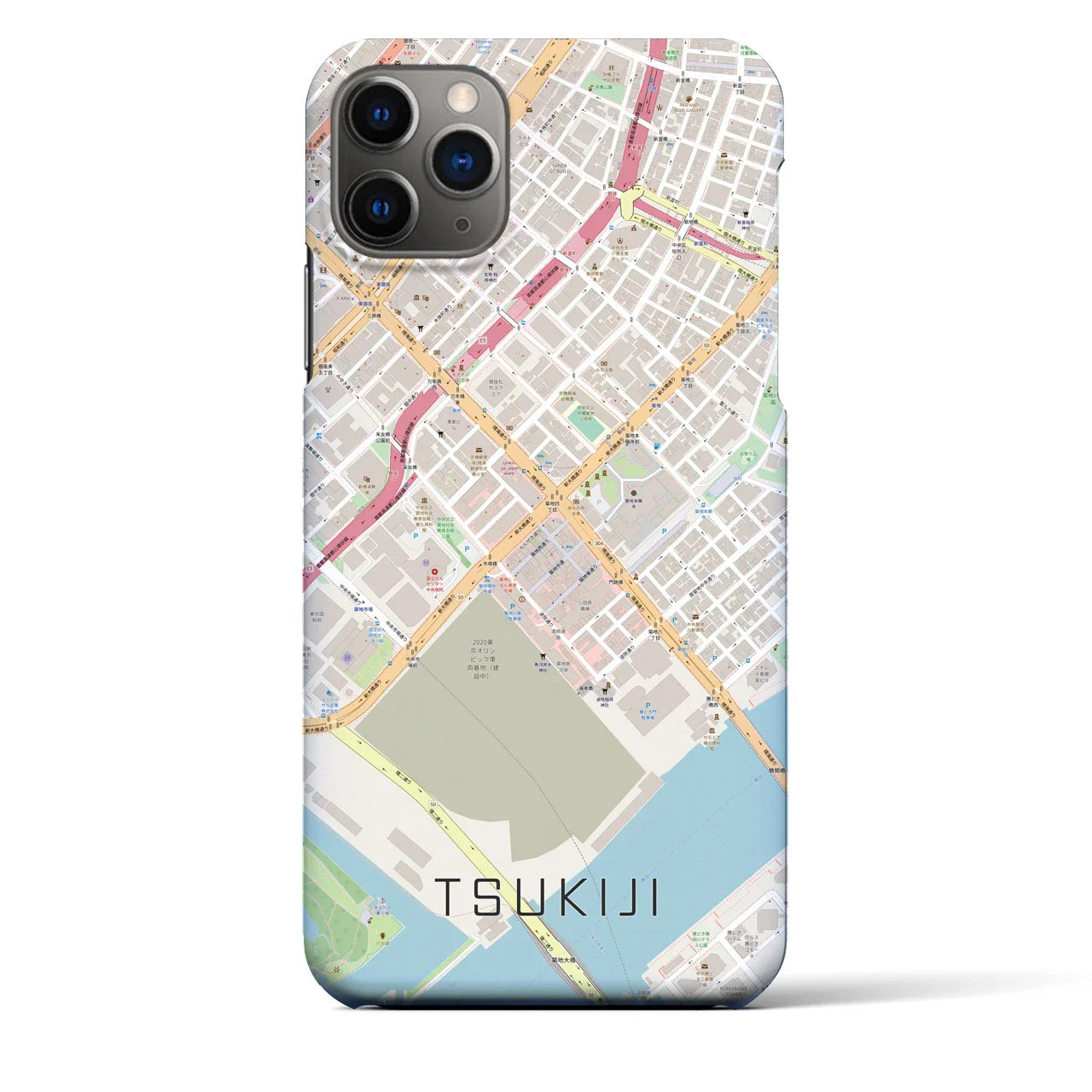 【築地(東京都)】地図柄iPhoneケース(バックカバータイプ)