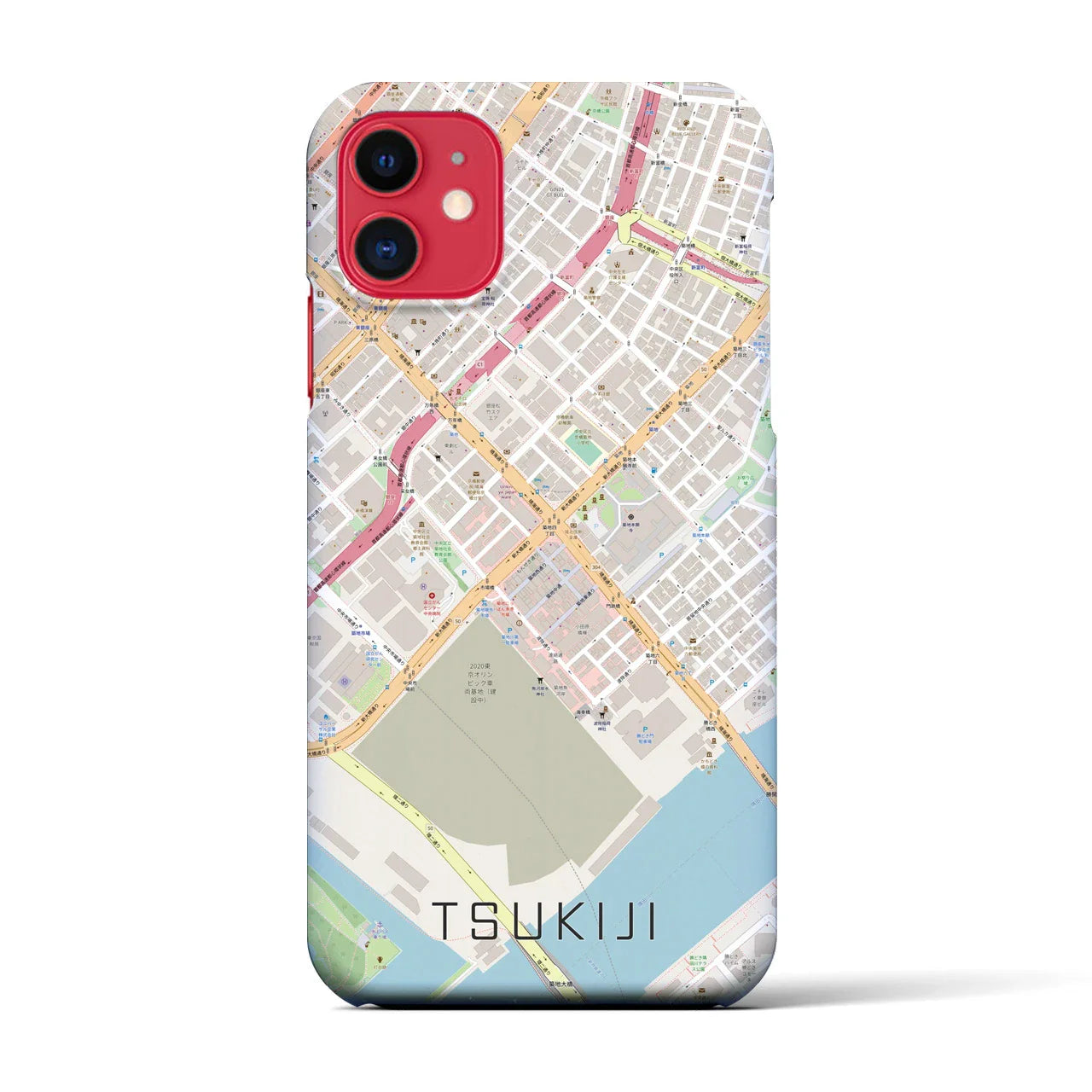 【築地(東京都)】地図柄iPhoneケース(バックカバータイプ)