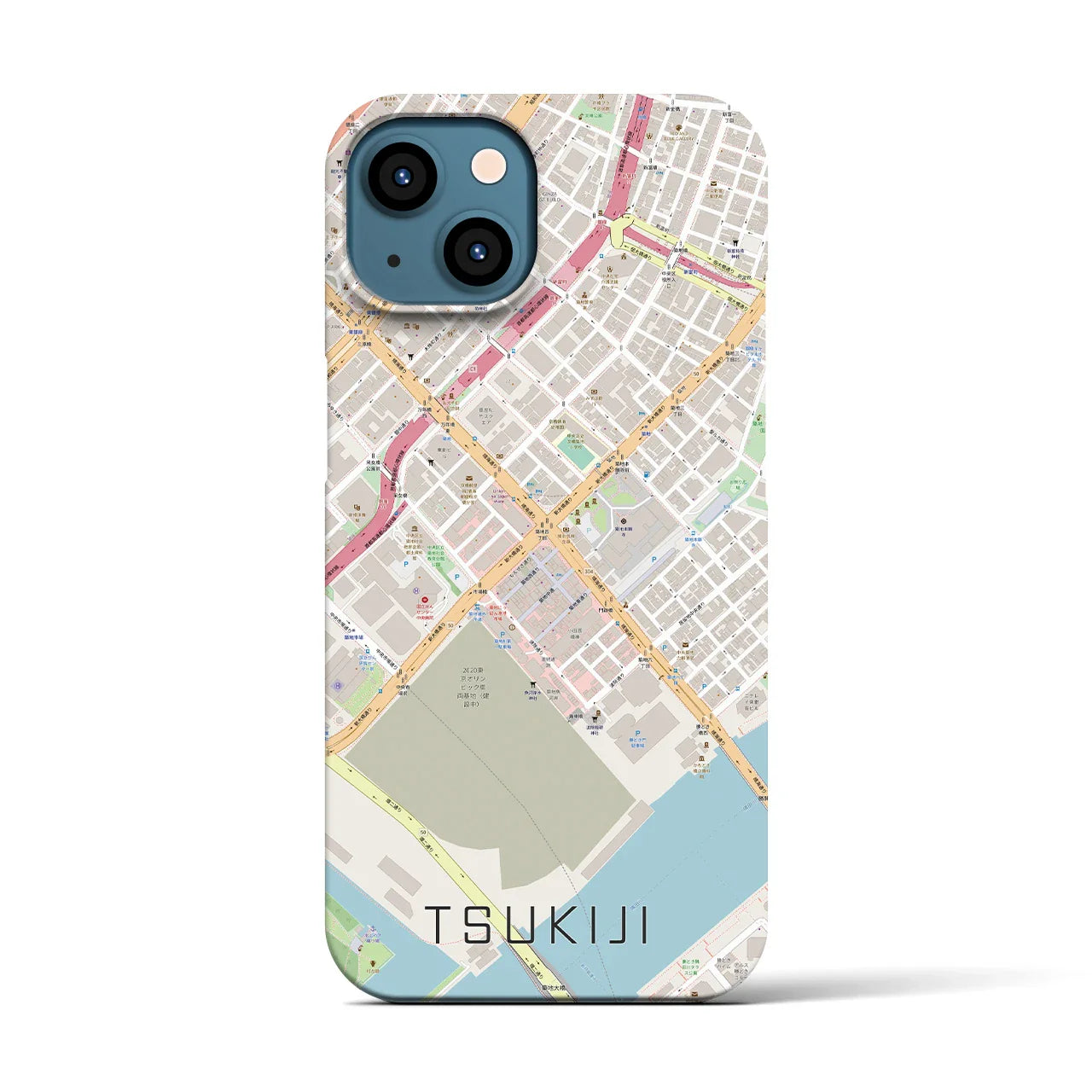 【築地(東京都)】地図柄iPhoneケース(バックカバータイプ)