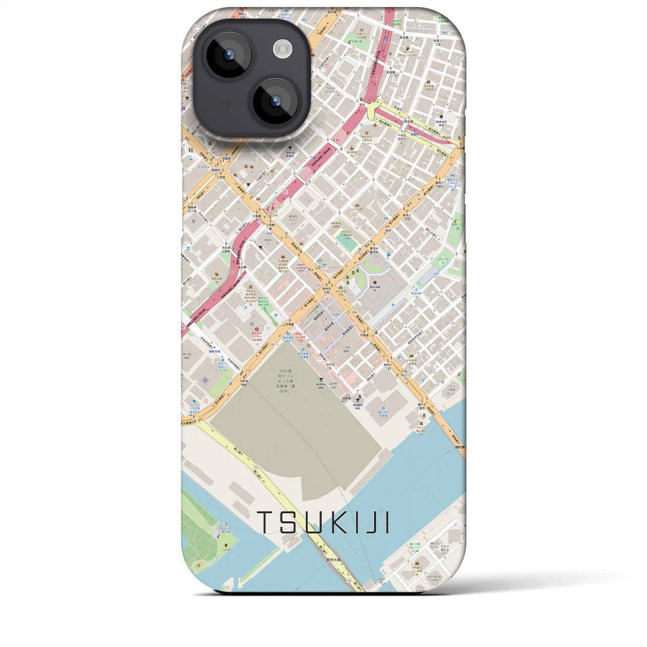【築地(東京都)】地図柄iPhoneケース(バックカバータイプ)