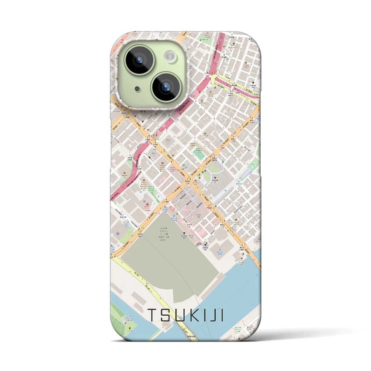 【築地(東京都)】地図柄iPhoneケース(バックカバータイプ)