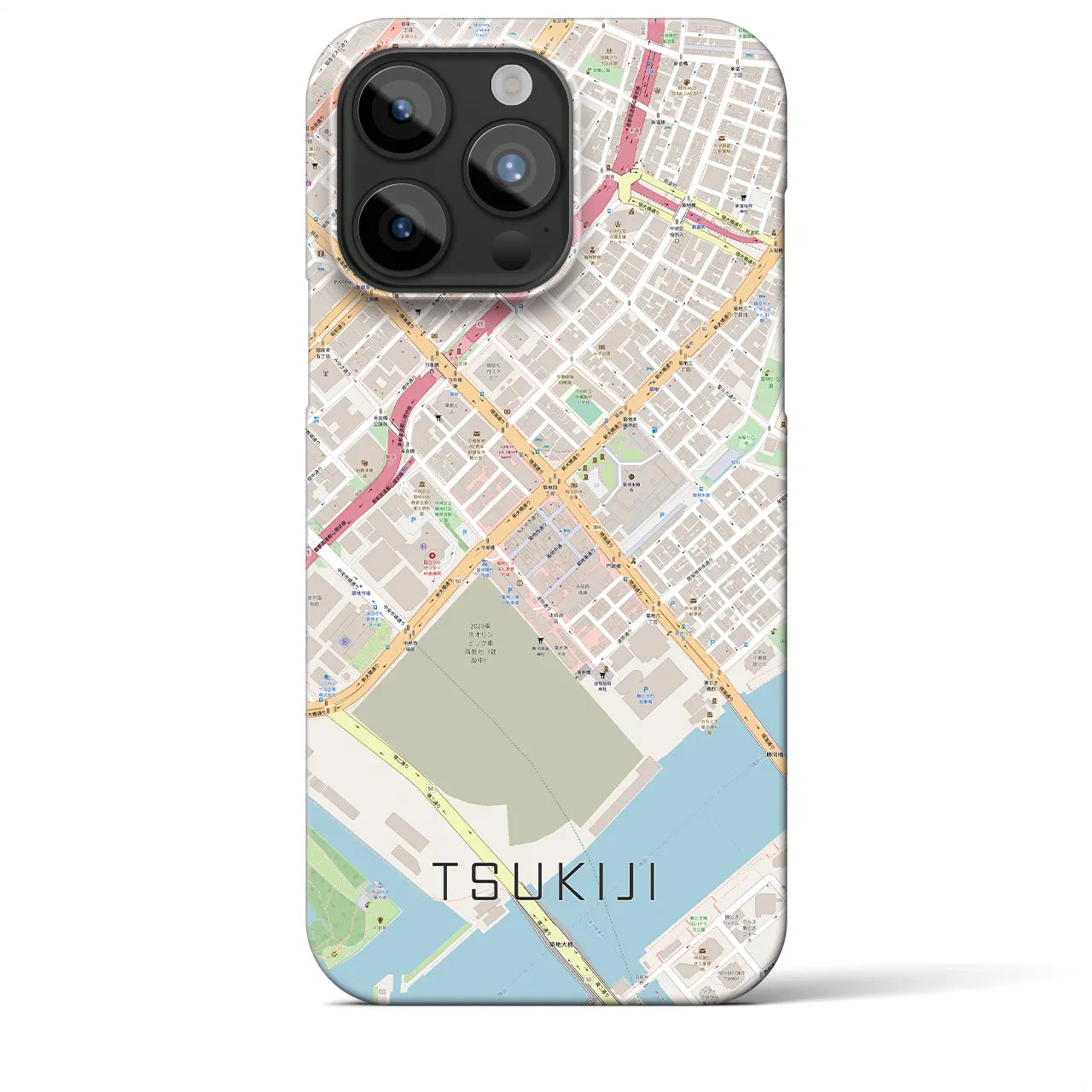 【築地(東京都)】地図柄iPhoneケース(バックカバータイプ)