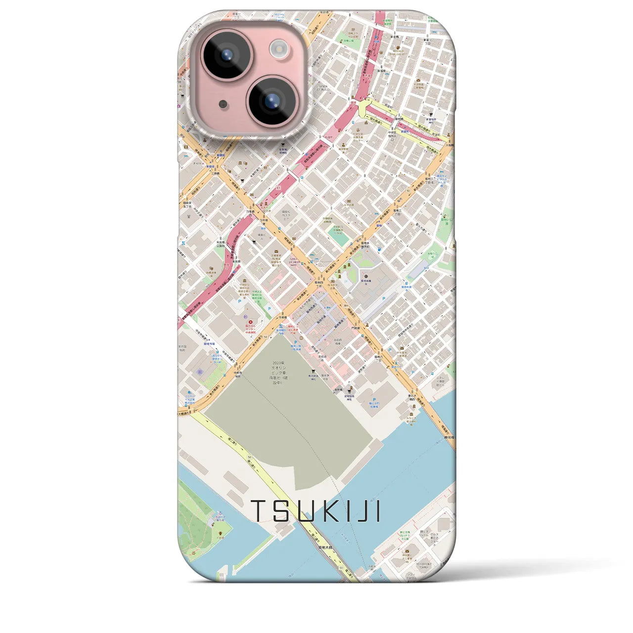 【築地(東京都)】地図柄iPhoneケース(バックカバータイプ)