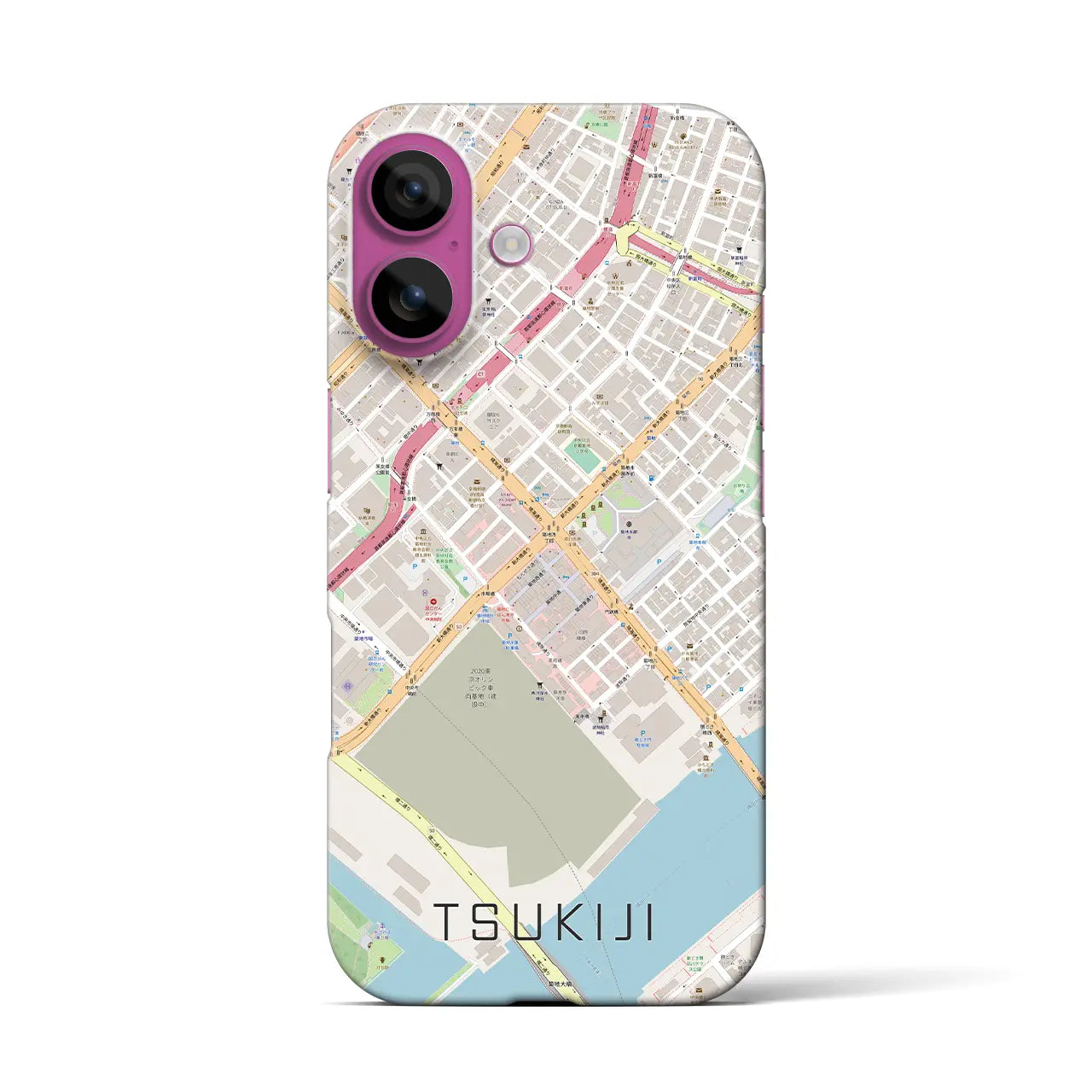 【築地(東京都)】地図柄iPhoneケース(バックカバータイプ)