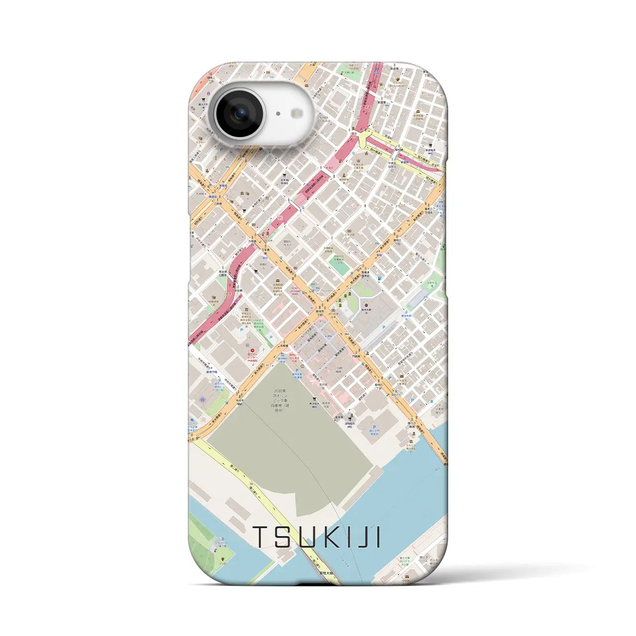 【築地(東京都)】地図柄iPhoneケース(バックカバータイプ)