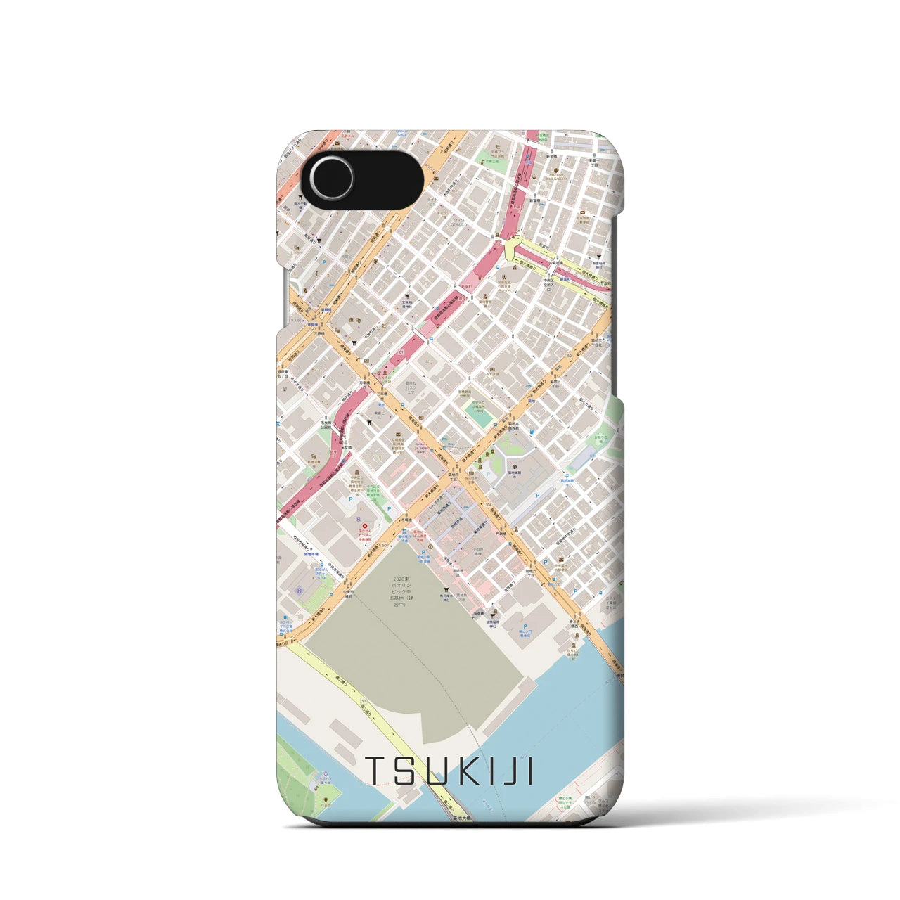 【築地(東京都)】地図柄iPhoneケース(バックカバータイプ)