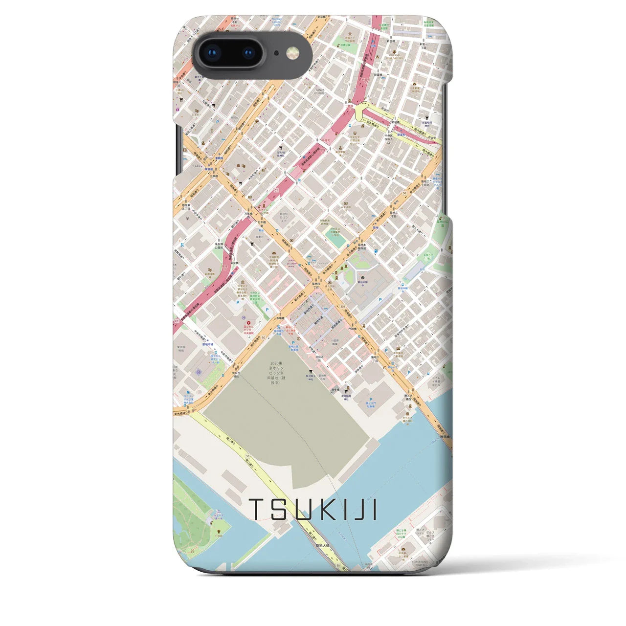 【築地(東京都)】地図柄iPhoneケース(バックカバータイプ)