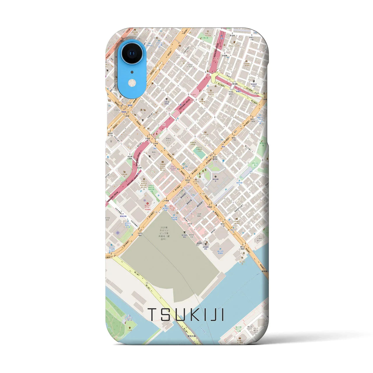 【築地(東京都)】地図柄iPhoneケース(バックカバータイプ)