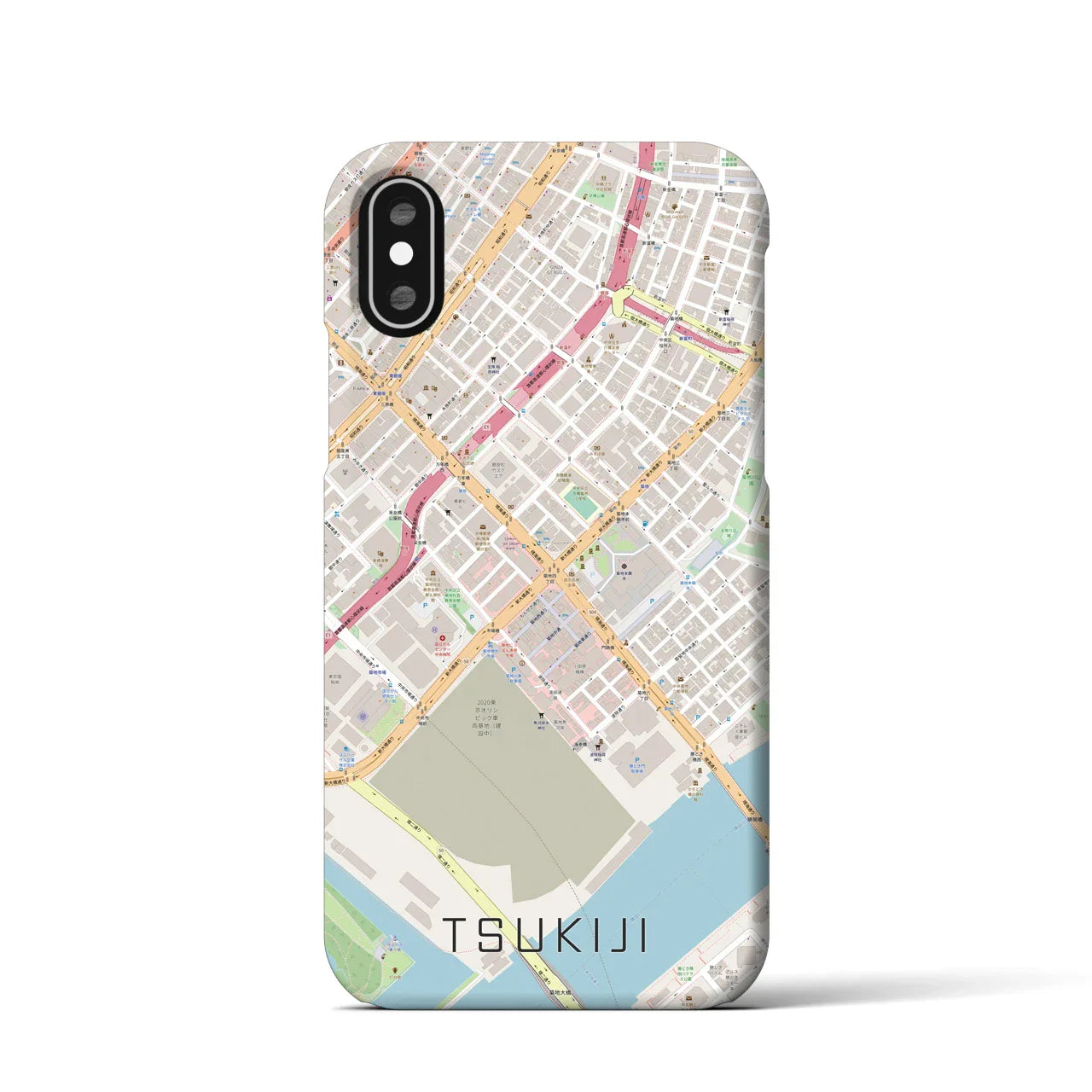 【築地(東京都)】地図柄iPhoneケース(バックカバータイプ)