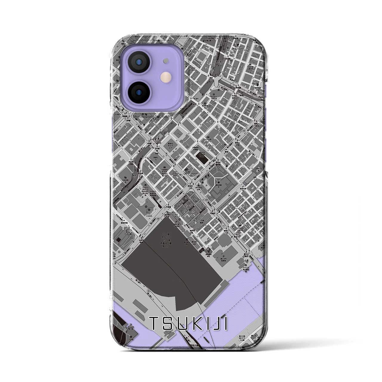 【築地(東京都)】地図柄iPhoneケース(クリアタイプ)