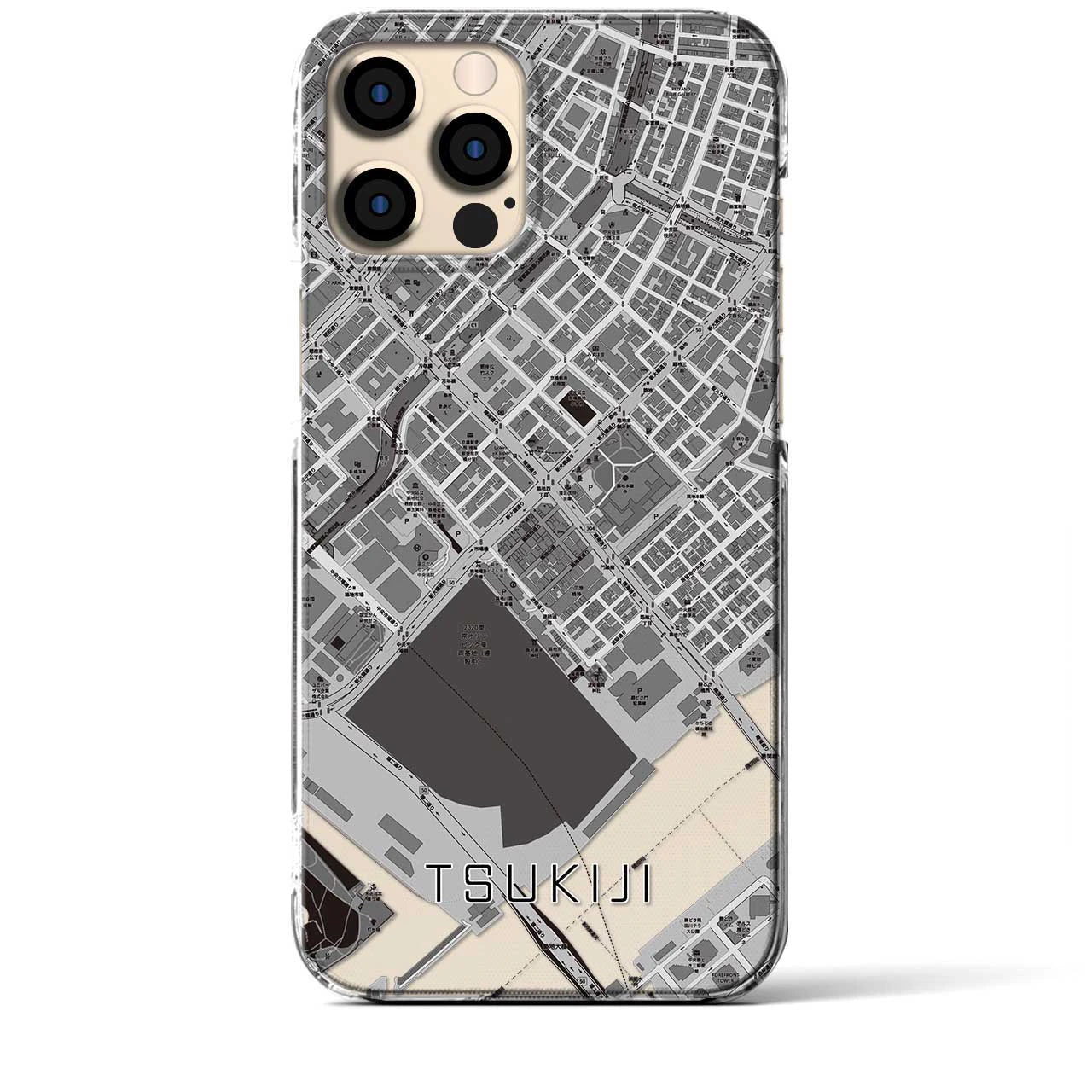 【築地(東京都)】地図柄iPhoneケース(クリアタイプ)