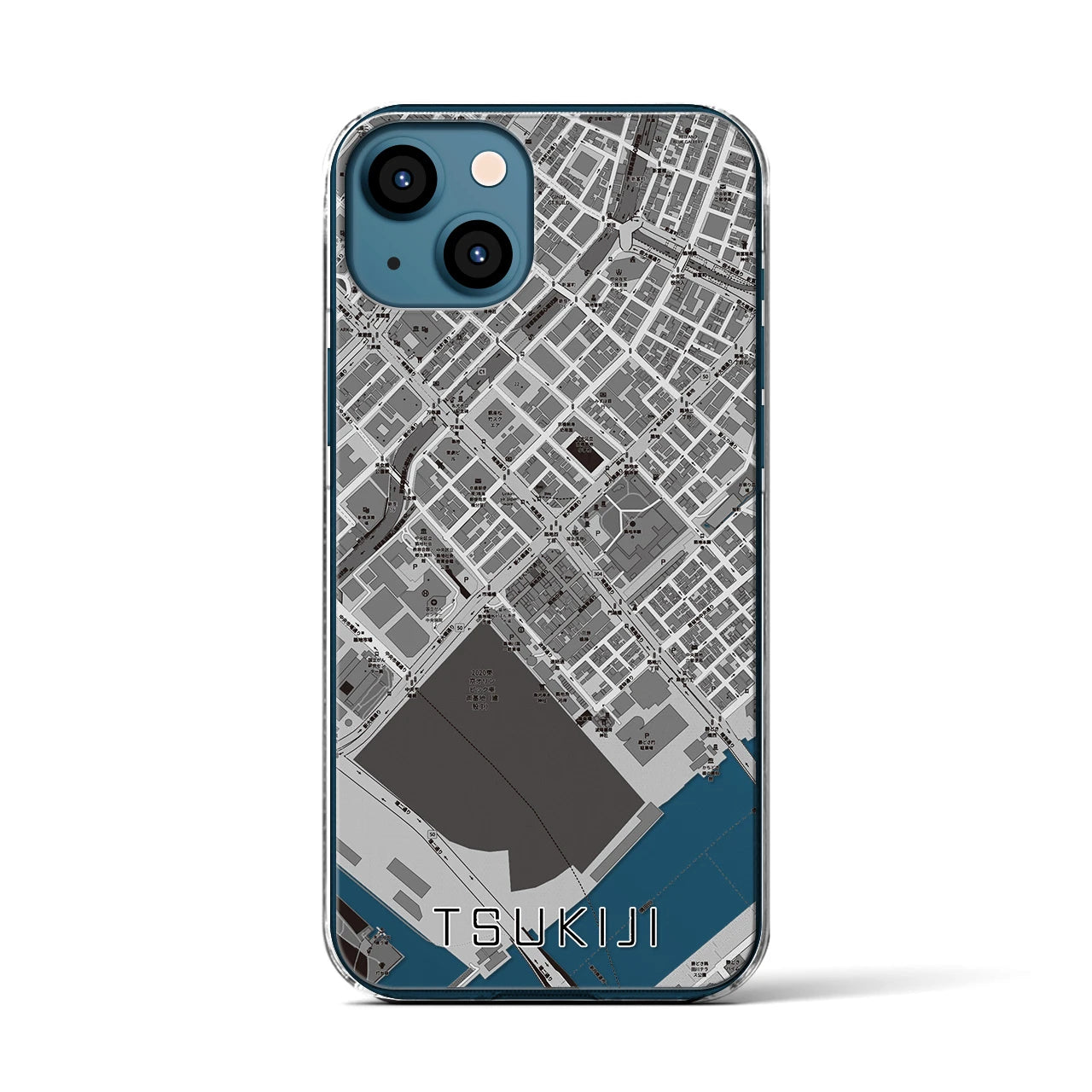 【築地(東京都)】地図柄iPhoneケース(クリアタイプ)