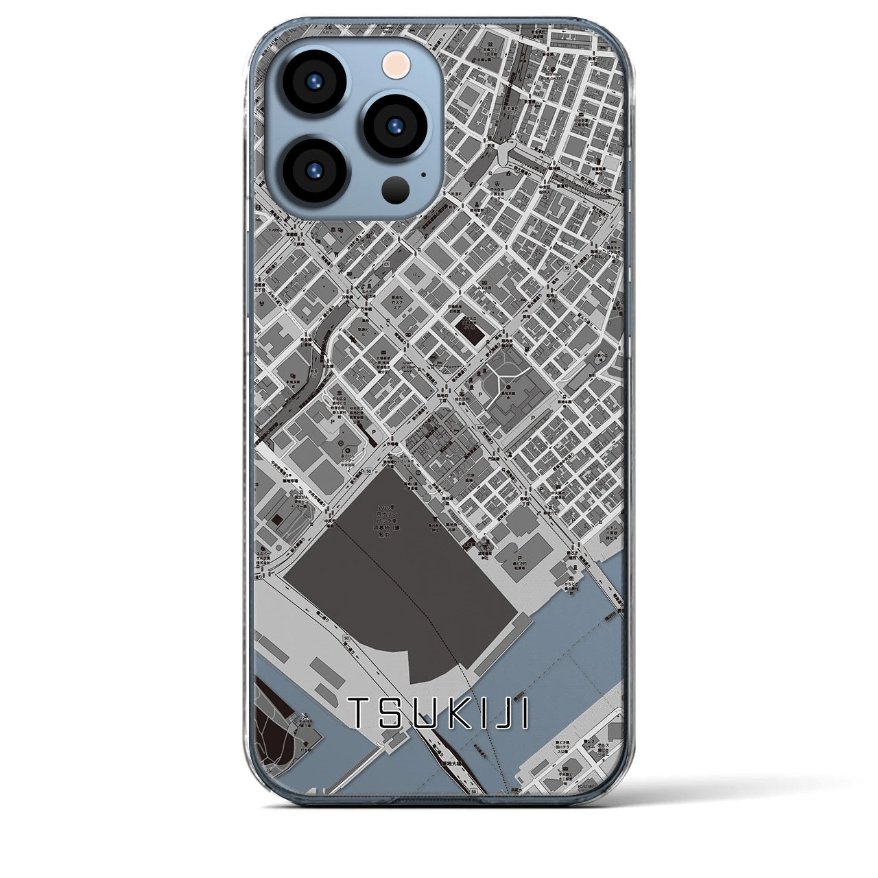 【築地(東京都)】地図柄iPhoneケース(クリアタイプ)