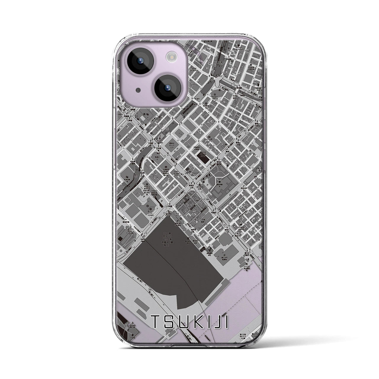 【築地(東京都)】地図柄iPhoneケース(クリアタイプ)