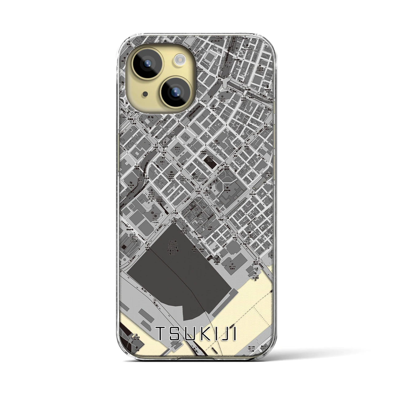 【築地(東京都)】地図柄iPhoneケース(クリアタイプ)