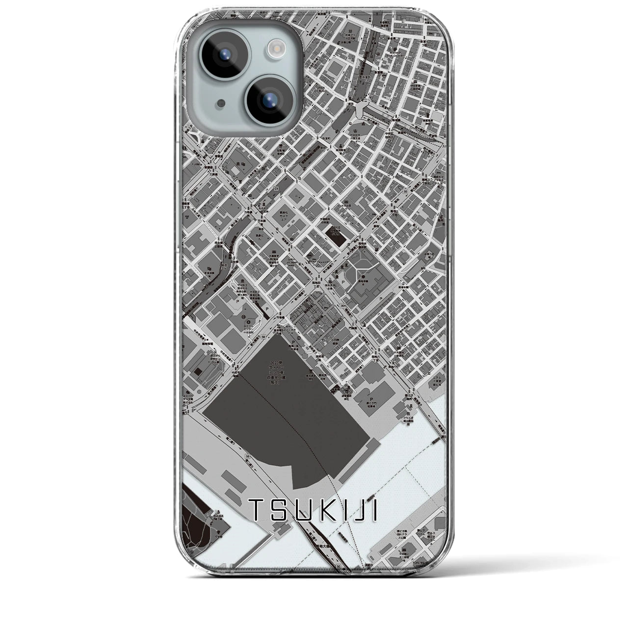 【築地(東京都)】地図柄iPhoneケース(クリアタイプ)