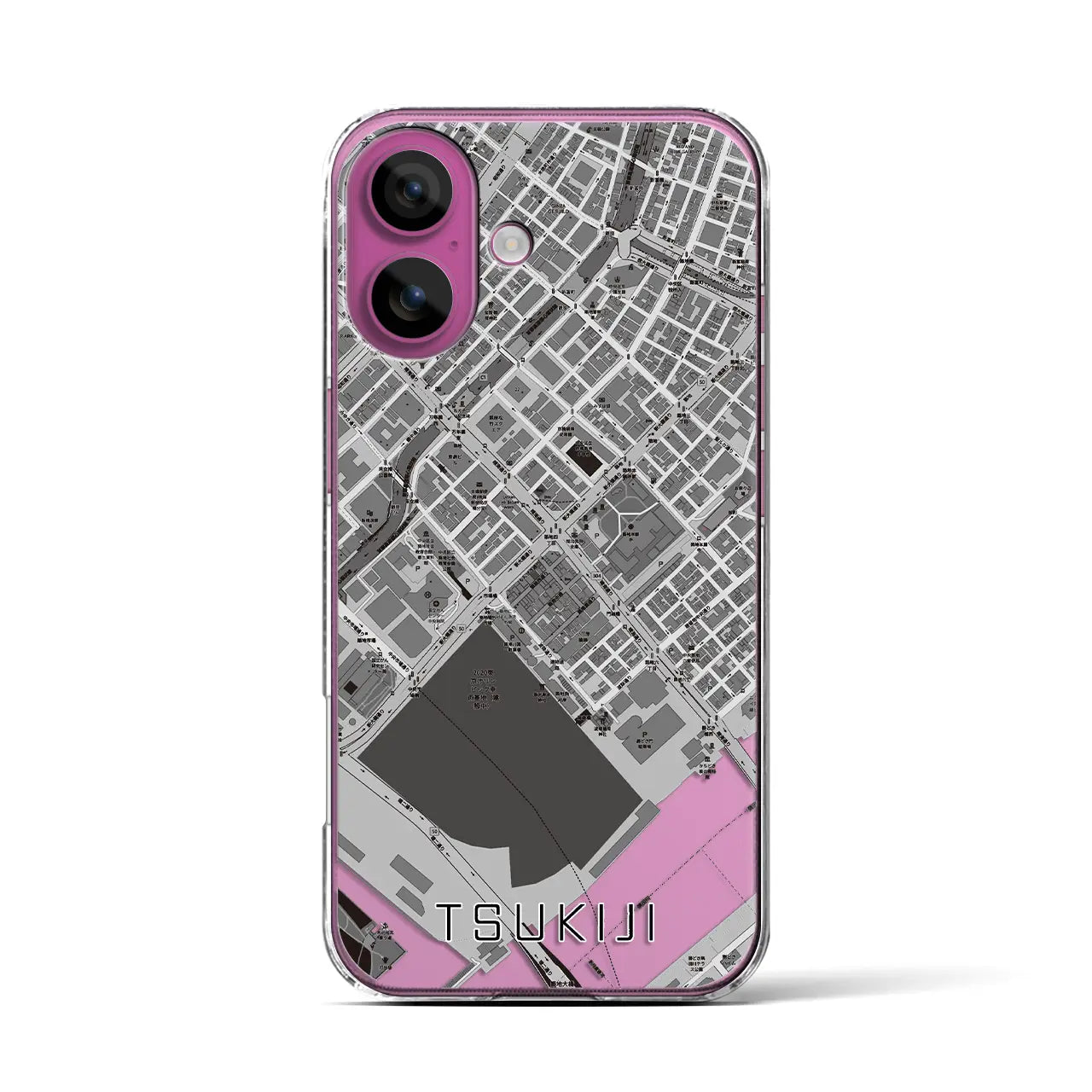 【築地(東京都)】地図柄iPhoneケース(クリアタイプ)