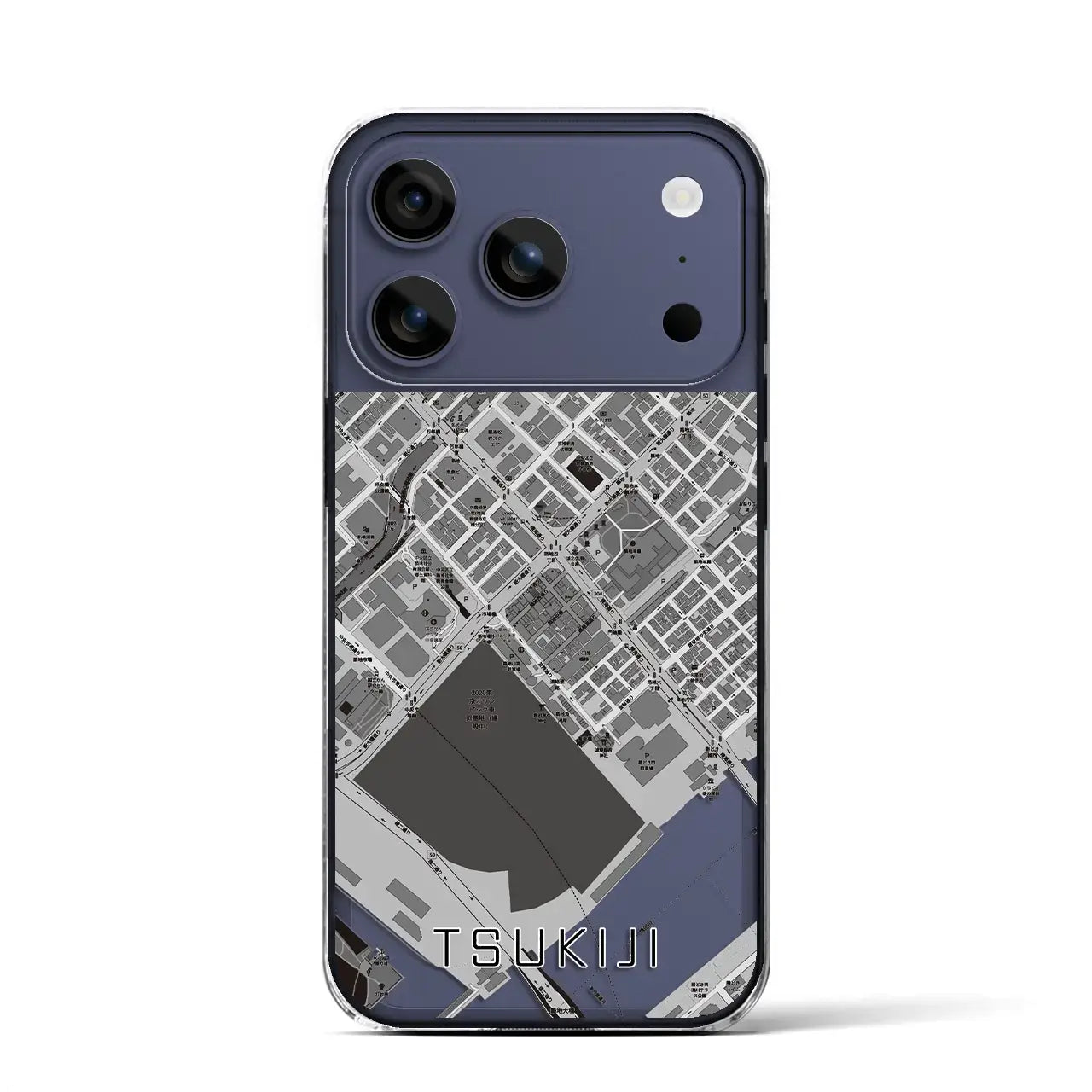 【築地(東京都)】地図柄iPhoneケース(クリアタイプ)