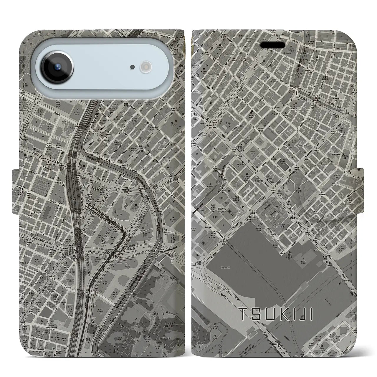 【築地(東京都)】地図柄iPhoneケース(手帳タイプ)