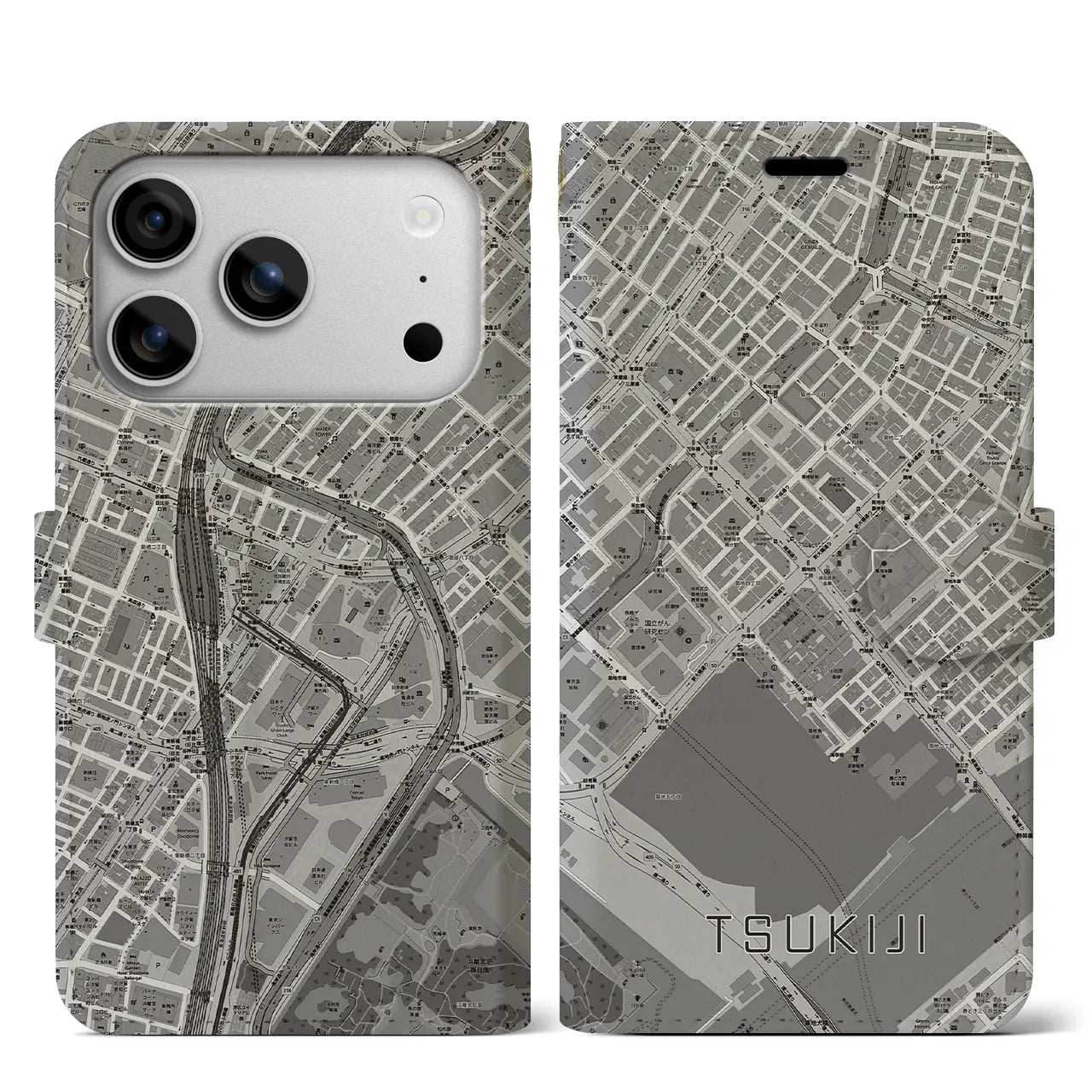 【築地(東京都)】地図柄iPhoneケース(手帳タイプ)