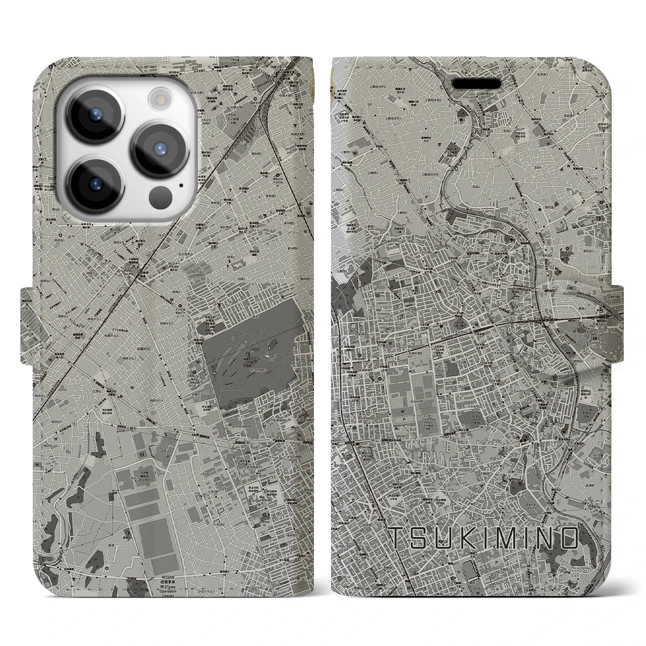 【つきみ野(神奈川県)】地図柄iPhoneケース(手帳タイプ)