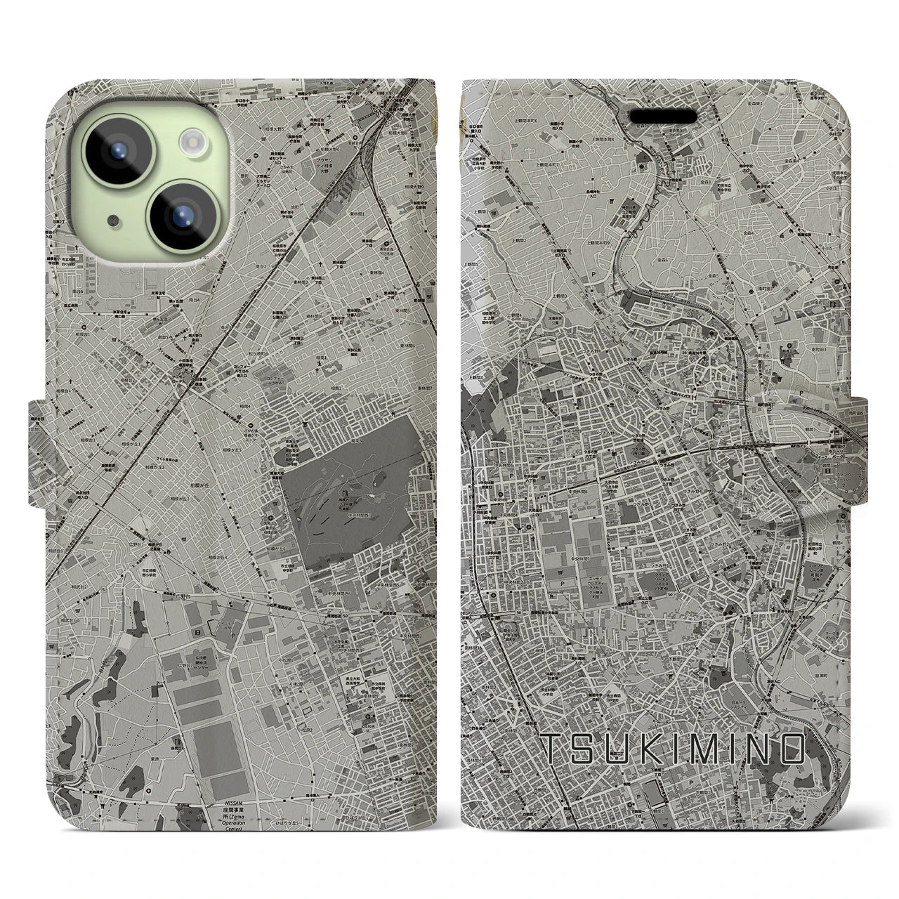 【つきみ野(神奈川県)】地図柄iPhoneケース(手帳タイプ)