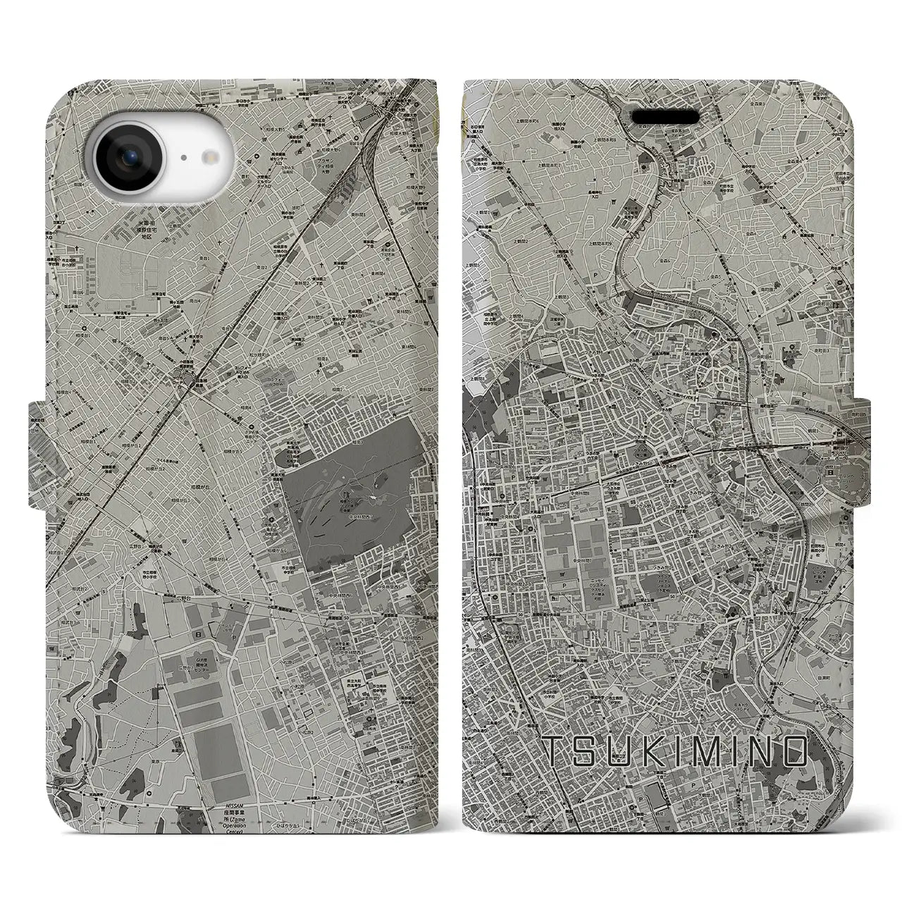 【つきみ野(神奈川県)】地図柄iPhoneケース(手帳タイプ)