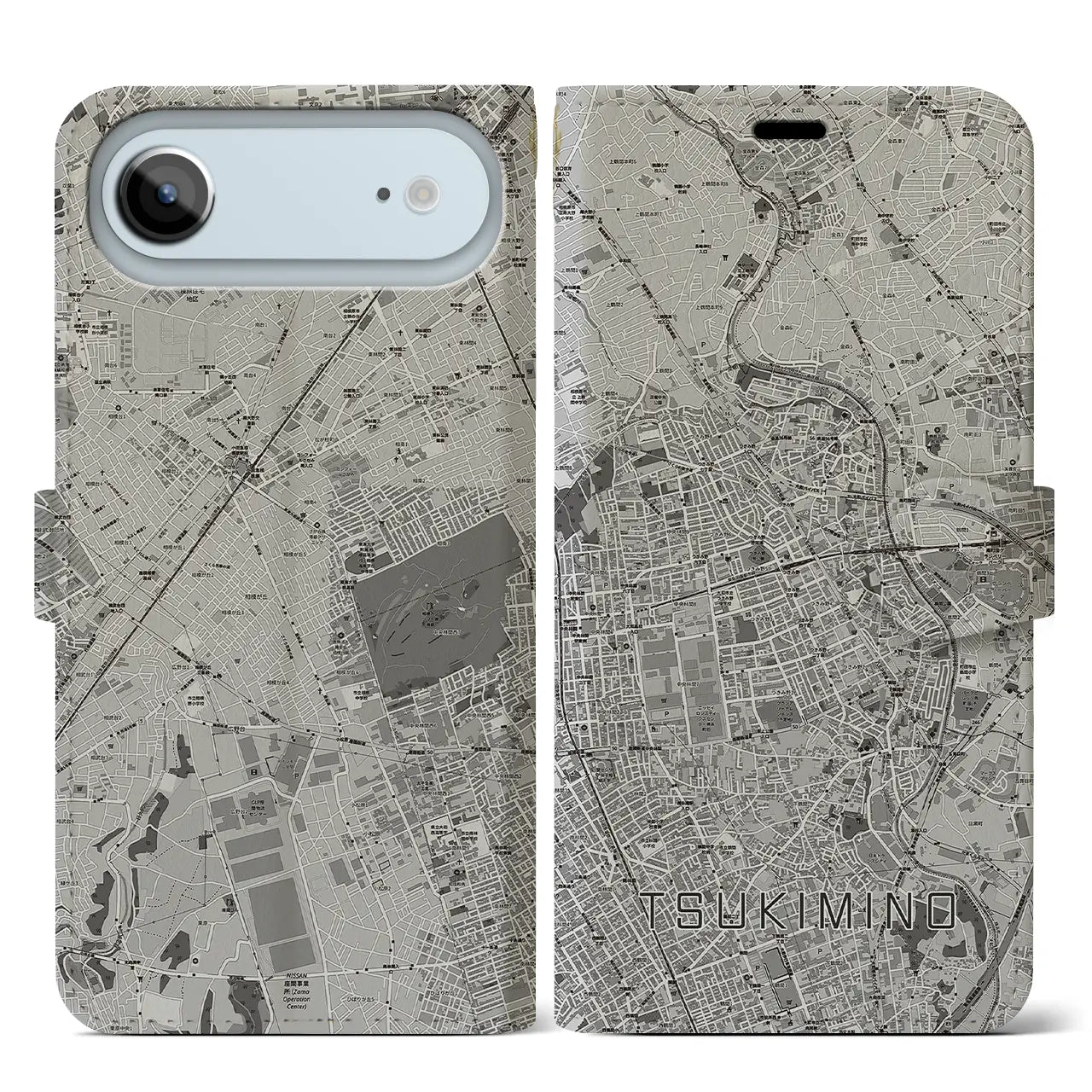 【つきみ野(神奈川県)】地図柄iPhoneケース(手帳タイプ)