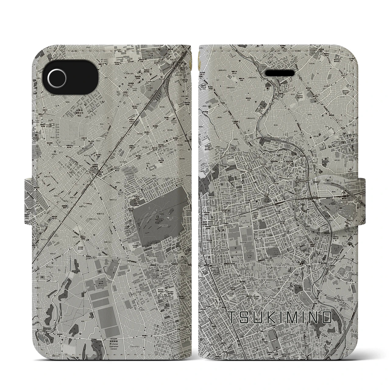【つきみ野(神奈川県)】地図柄iPhoneケース(手帳タイプ)