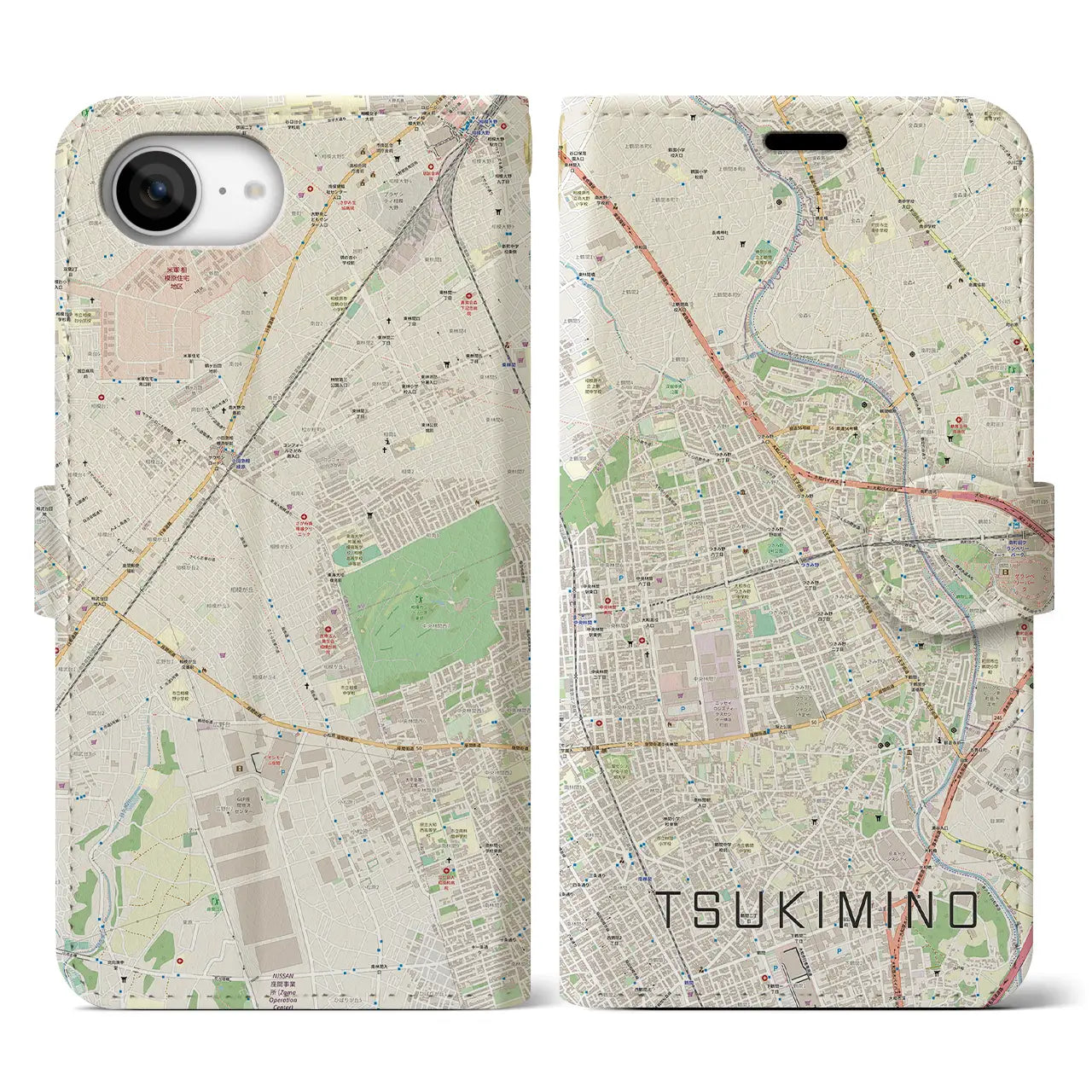 【つきみ野(神奈川県)】地図柄iPhoneケース(手帳タイプ)